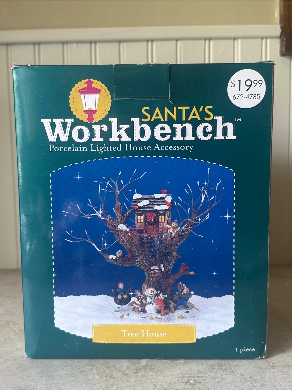 Santa's Workbench Tree House w Kids Playing Christmas Village Accessory